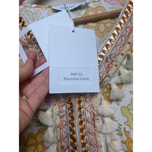 ANANY Floral Tassel Boho Maxi Dress NWT Sz. L - Picture 4 of 7